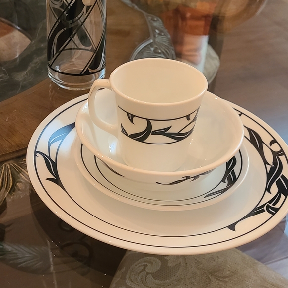 Corningware Black and White Dinnerware Set